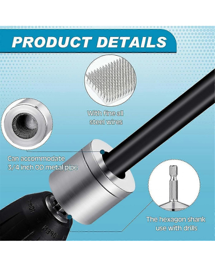 Paquet de 2 nettoyeurs de tuyaux en cuivre métallique avec 2 brosses remplaçables Brosse de nettoyage de tube pour [...]