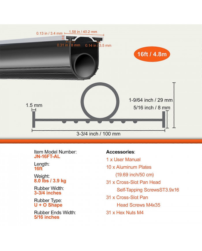 joints de porte de garage en caoutchouc, en forme de U + joint torique combinaison de coupe-froid de porte de garage
