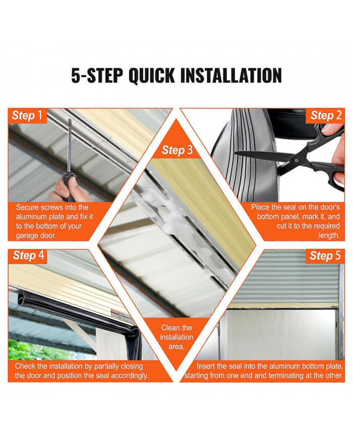 joints de porte de garage en caoutchouc, en forme de U + joint torique combinaison de coupe-froid de porte de garage