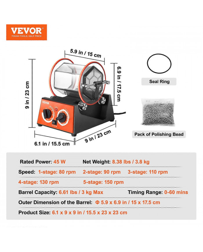 3kg Gobelet Rotatif Surface Polisseuse Bijoux Polonais Finition Machine Bijou DIY