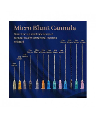 Canule jetable d’usine 22g 50mm 70mm Blunt Fine Micro Corps Piercing Aiguilles Canule Seringue Outil