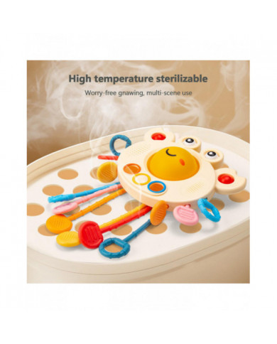 Jouet de préhension infantile Crabe de bande dessinée Textures multiples Silicone Pull Cordon Jouet De Dentition [...]