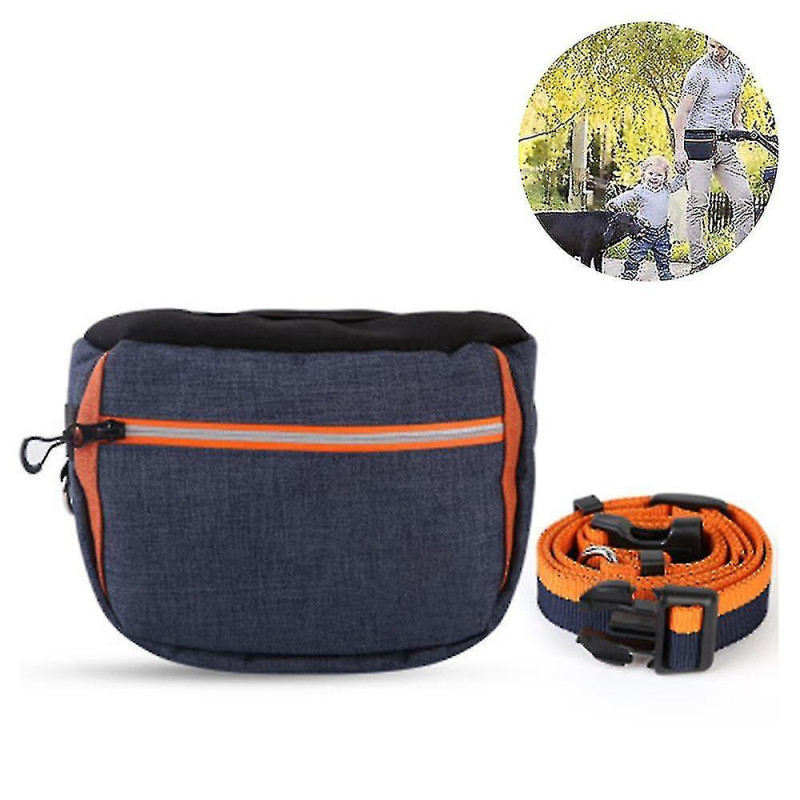 Auto Closing Portable Dogs Walking Bag With Adjustable Beltblue