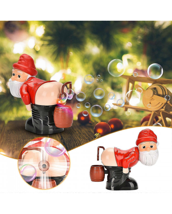 2023 Christmas New Automatic Bubble Machine With Lights, Music, Funny Santa Claus Bubble Toys (60ml Bubble Solution)