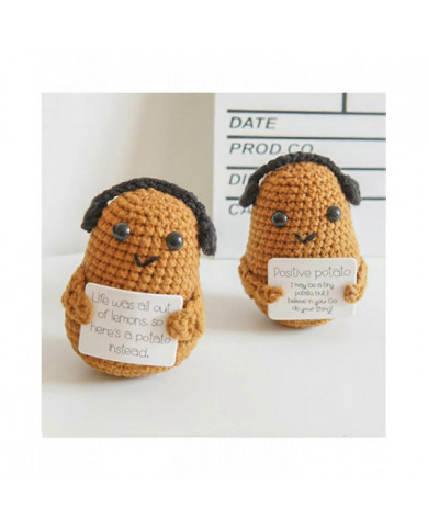 Mini pomme de terre positive drôle, jouet à tricoter en laine douce 3 pouces mignon au Crochet poupée avec [...]
