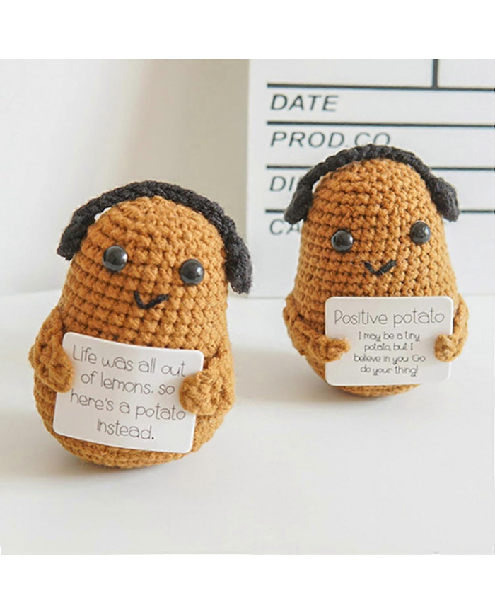 Mini pomme de terre positive drôle, jouet à tricoter en laine douce 3 pouces mignon au Crochet poupée avec [...]