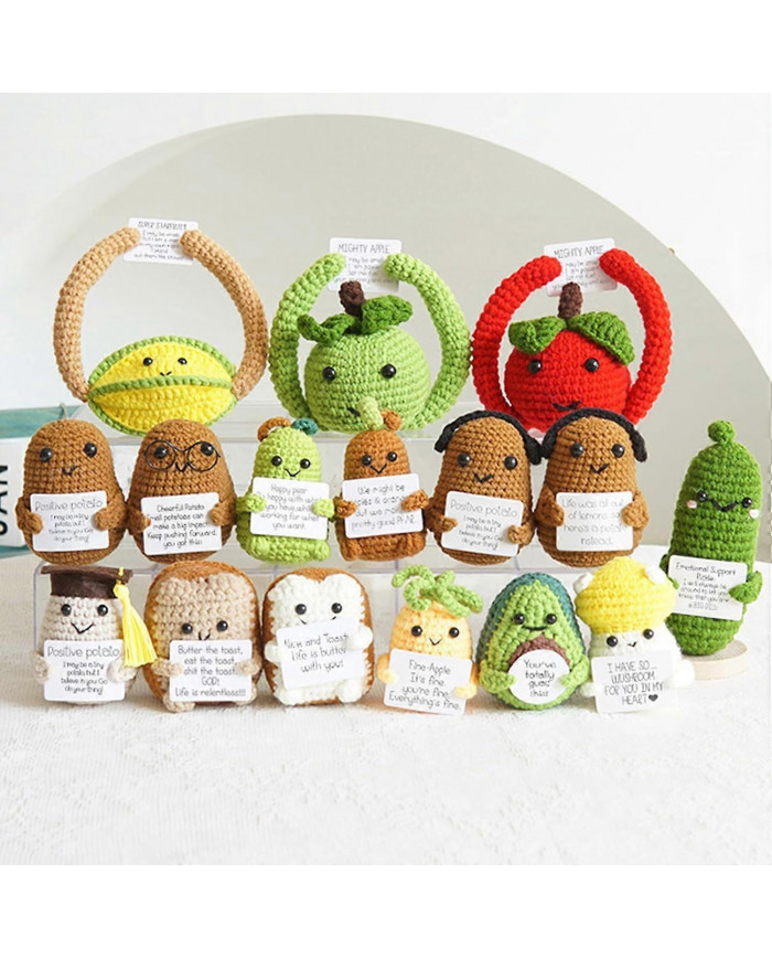 Mini pomme de terre positive drôle, jouet à tricoter en laine douce 3 pouces mignon au Crochet poupée avec [...]