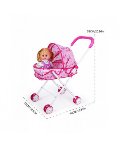 Kit de jeu de poupée bébé avec poussette de poupée pliable, berceau de poupée, chaise haute de poupée, accessoires [...]