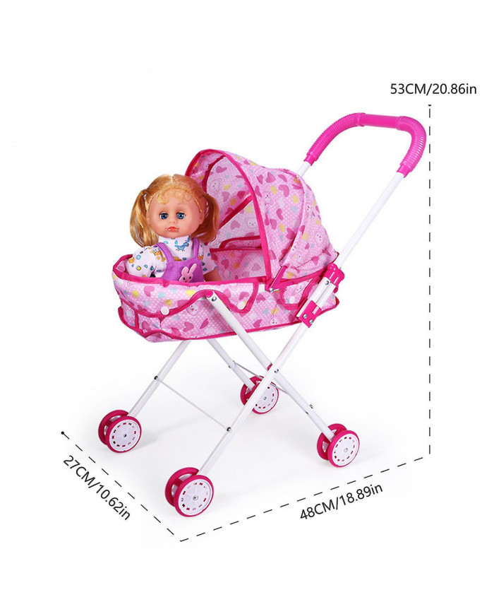 Kit de jeu de poupée bébé avec poussette de poupée pliable, berceau de poupée, chaise haute de poupée, accessoires [...]