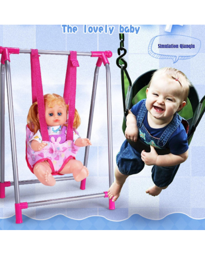 Kit de jeu de poupée bébé avec poussette de poupée pliable, berceau de poupée, chaise haute de poupée, accessoires [...]