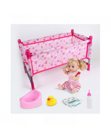 Kit de jeu de poupée bébé avec poussette de poupée pliable, berceau de poupée, chaise haute de poupée, accessoires [...]
