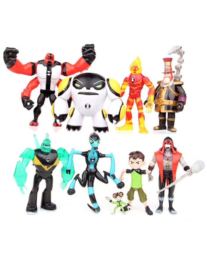 Haloppe 9Pcs Ben 10 Kineceleran Heatblast LED Figurines D’action Enfants Jouet Cadeau Décor De Bureau