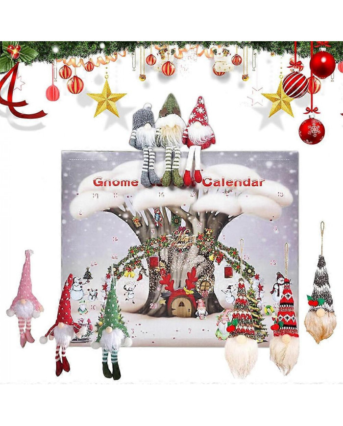 2024 Noël Gnome Calendrier du compte à rebours,Calendrier de l’Avent de Noël de 24 jours avec jouets en peluche [...]