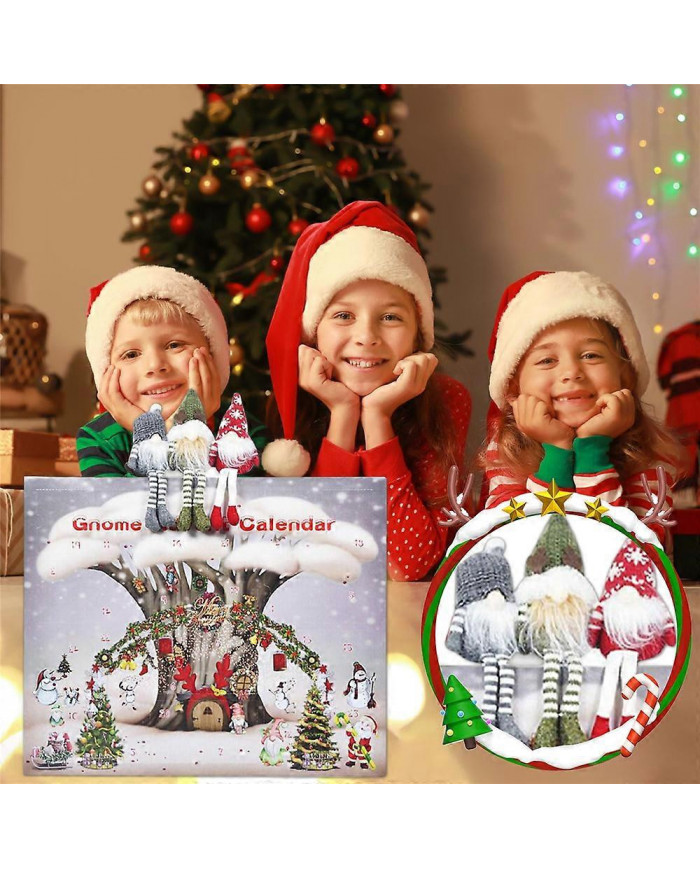 2024 Noël Gnome Calendrier du compte à rebours,Calendrier de l’Avent de Noël de 24 jours avec jouets en peluche [...]