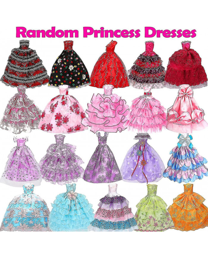 50pcs / set Barbie Poupée Robes Chaussuresbijoux Vêtements Accessoires Habillage Jeu Pour 30cm Poupée - shengX