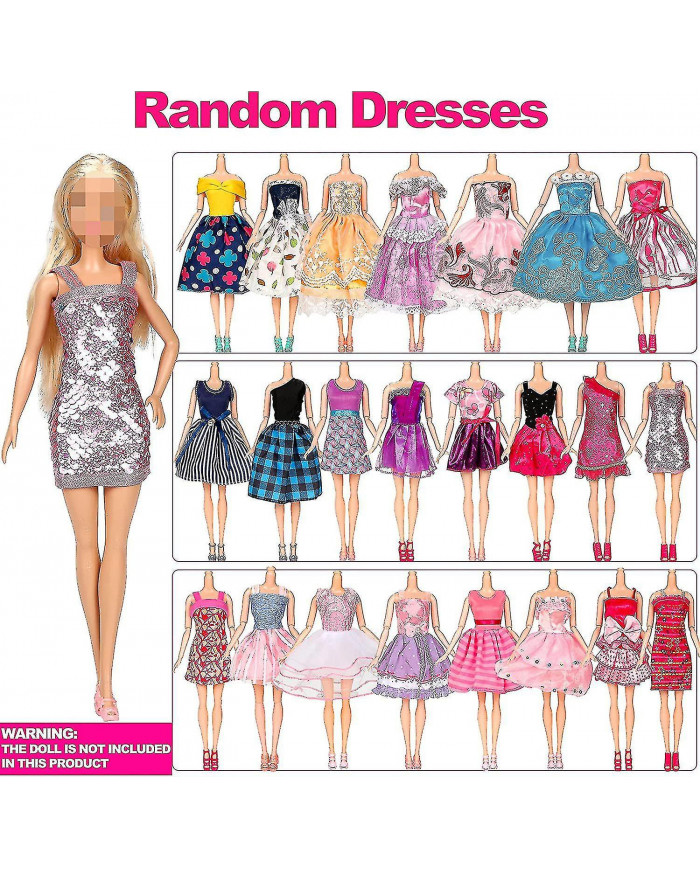 50pcs / set Barbie Poupée Robes Chaussuresbijoux Vêtements Accessoires Habillage Jeu Pour 30cm Poupée - shengX