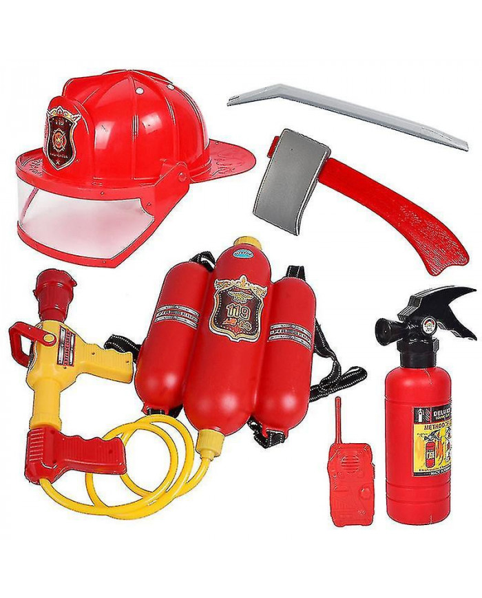 Tuyau d'incendie + Casque 5 pièces Set Fireman Children's Toy Set Jeu de rôle
