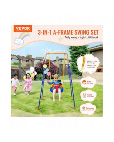 Balançoires pour jardin, balançoire 3-en-1 pour tout-petits avec 4 sacs de sable, pour les tout-petits de 6 à 36 [...]