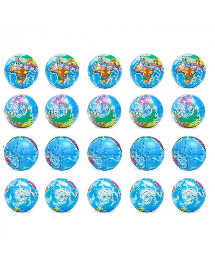 20 Pack Earth Stress Balls, 2,5 pouces Earth Theme Squeeze Balls, stress Relief Balls Squeeze Anxiety