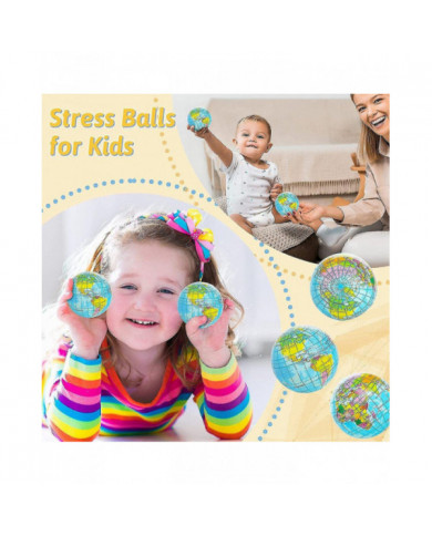 20 Pack Earth Stress Balls, 2,5 pouces Earth Theme Squeeze Balls, stress Relief Balls Squeeze Anxiety