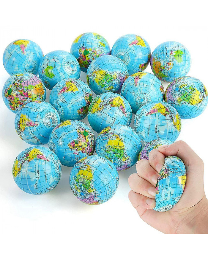 20 Pack Earth Stress Balls, 2,5 pouces Earth Theme Squeeze Balls, stress Relief Balls Squeeze Anxiety