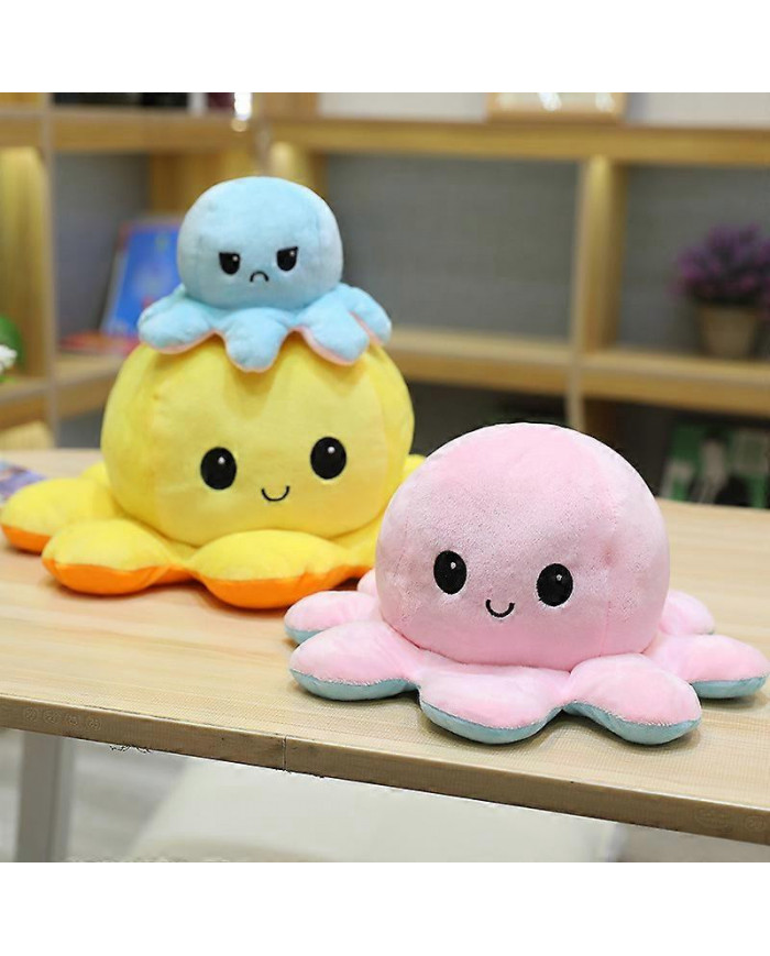 20cm 30cm 40cm Géant Réversible Pieuvre En peluche Réversible Heureux Triste Octopus Peluche