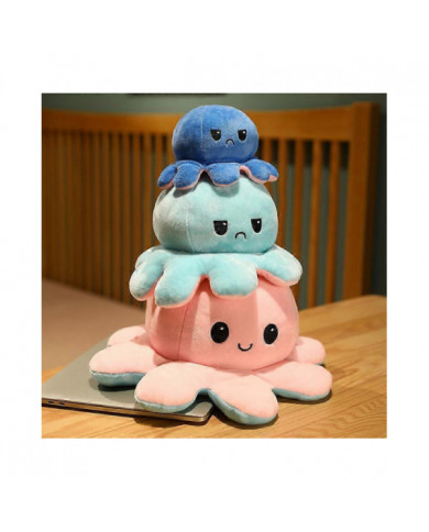20cm 30cm 40cm Géant Réversible Pieuvre En peluche Réversible Heureux Triste Octopus Peluche