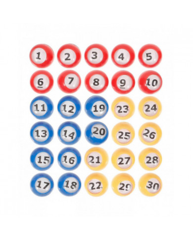 30pcs Bingo Boules Numérotées Boules De Loterie Jeu Boules Accessoires En Plastique Remplacement Numéro Boules