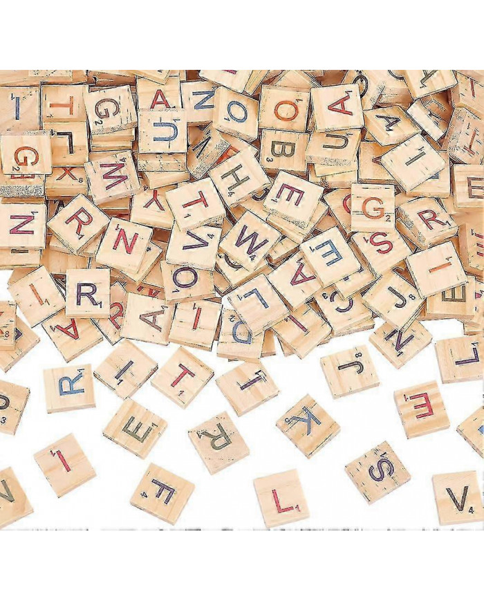 300pcs tuiles de lettres en bois colorées aléatoires lettres majuscules mixtes en bois tuiles de scrabble colorées [...]