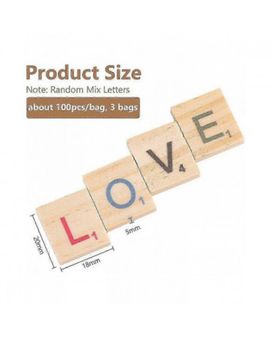 300pcs tuiles de lettres en bois colorées aléatoires lettres majuscules mixtes en bois tuiles de scrabble colorées [...]