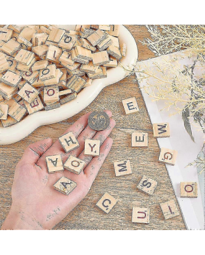 300pcs tuiles de lettres en bois colorées aléatoires lettres majuscules mixtes en bois tuiles de scrabble colorées [...]