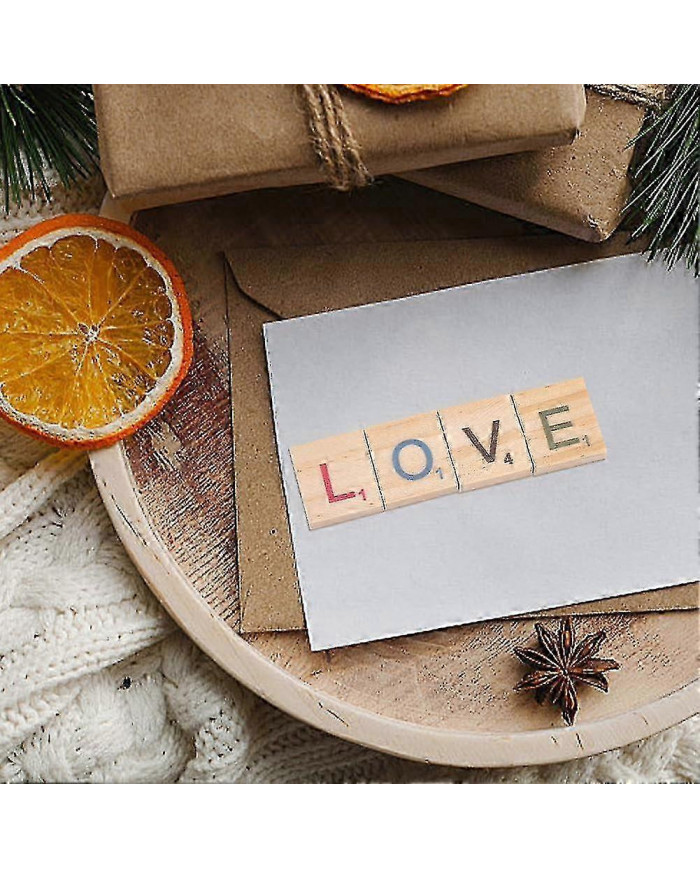 300pcs tuiles de lettres en bois colorées aléatoires lettres majuscules mixtes en bois tuiles de scrabble colorées [...]