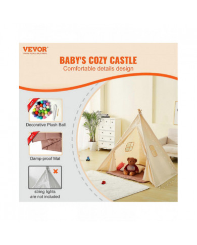 Tente de jeu pour enfants, tente tipi pour enfants de 1 à 5 ans, tente pour tout-petits avec tapis et balles [...]
