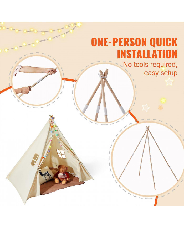 Tente de jeu pour enfants, tente tipi pour enfants de 1 à 5 ans, tente pour tout-petits avec tapis et balles [...]