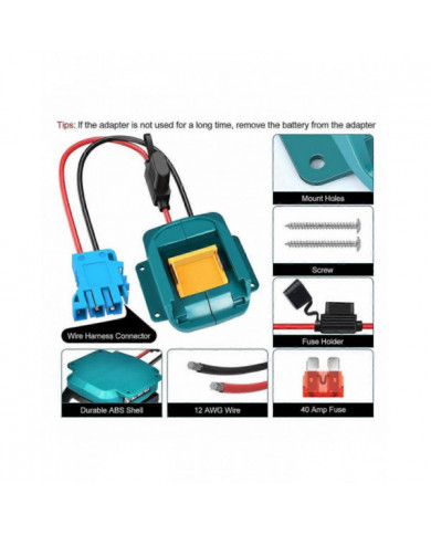 Adaptateur de roue d’alimentation pour batterie 18V avec connecteur de faisceau de câbles et fusible pour roue [...]