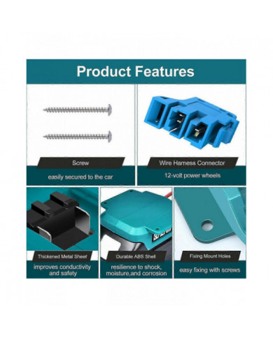 Adaptateur de roue d’alimentation pour batterie 18V avec connecteur de faisceau de câbles et fusible pour roue [...]