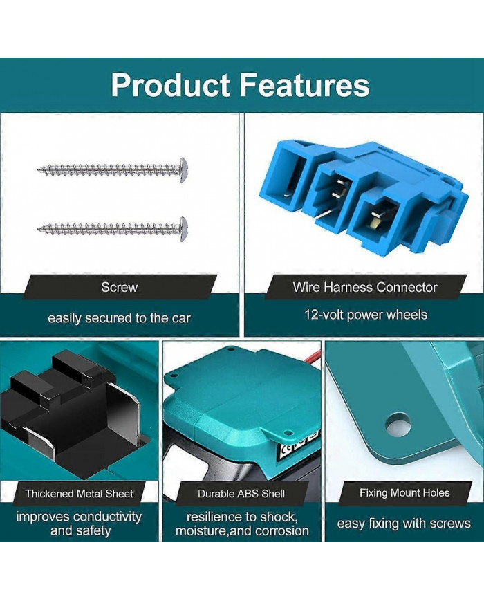 Adaptateur de roue d’alimentation pour batterie 18V avec connecteur de faisceau de câbles et fusible pour roue [...]