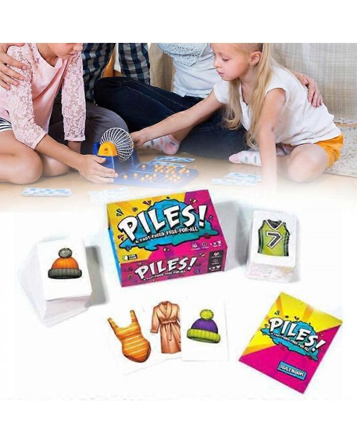 Piles Fast-Paced Card Game - Jeu de société interactif pour famille et enfants, jeu de pile de vêtements pour [...]