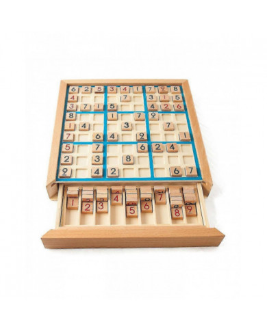 Ensemble de jeu de jeu Sudoku en bois de plateau de puzzle de puzzle en bois