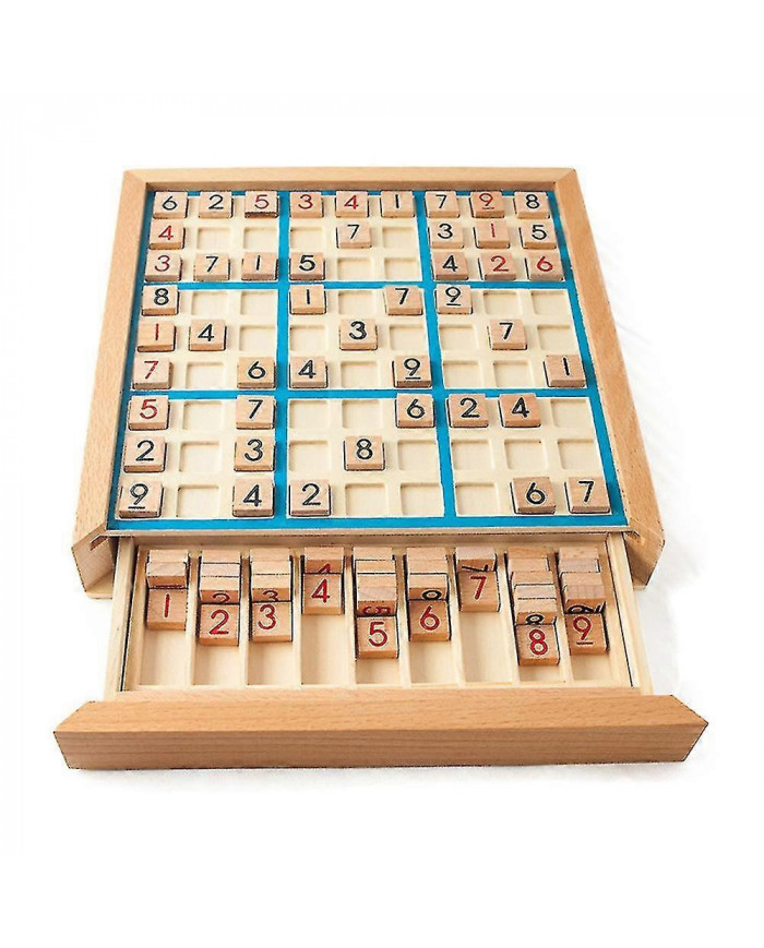 Ensemble de jeu de jeu Sudoku en bois de plateau de puzzle de puzzle en bois