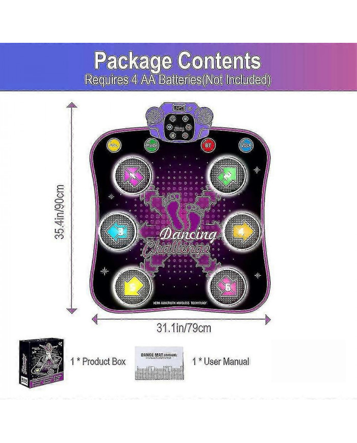 Kids Dance Mat For 3 4 5 6 7 8 9 10+ Year Old With Bluetooth, Music Dance Pad With Light Up 6 Arrows, Electronic [...]