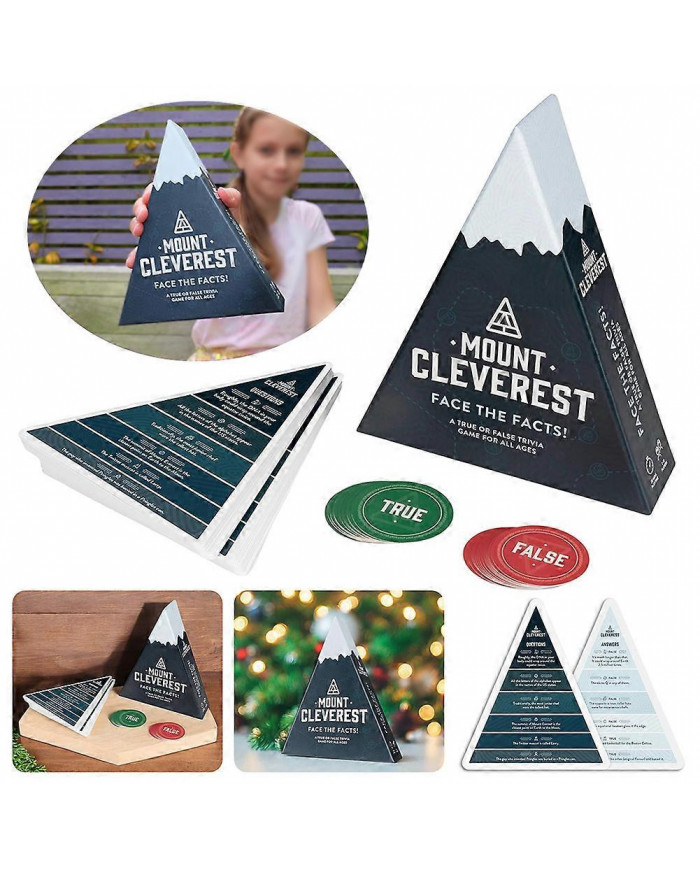 Mount Cleverest True or False Trivia Game - Fun Christmas Card Game for Parties, Travel, and Stocking Stuffer