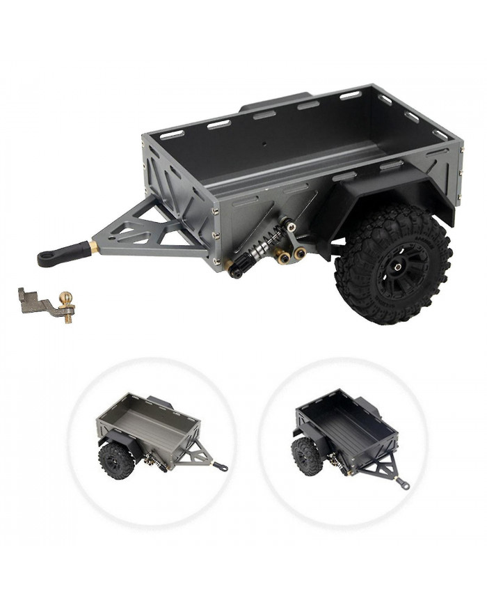 Remorque métallique avec pneus réglés pour 1/18 Rc Crawler Car Traxxas Upgrade Dz (noir)
