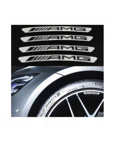 4pcs Alliage Mercedes Amg Jante Jante Autocollant Emblème Badge Argent