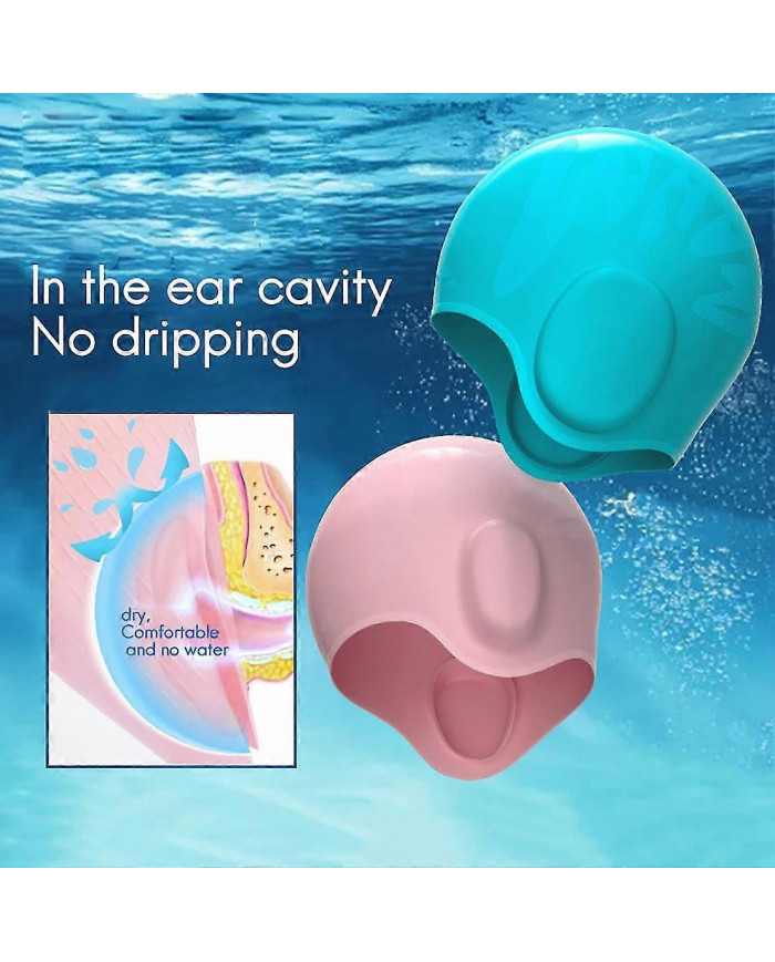 Unisex Kids Swimming Cap 3d Ear Protection Silicone Swimming Cap Waterproof Durable Swim Cap For Ki