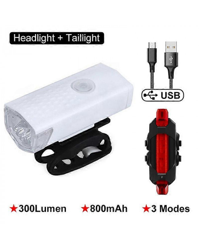 USB Rechargeable Bike Light Waterproof Bicycle Headlight Front Back Rear Light Cycling