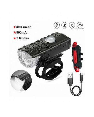 USB Rechargeable Bike Light Waterproof Bicycle Headlight Front Back Rear Light Cycling