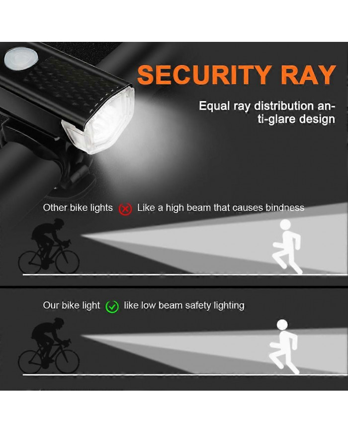 USB Rechargeable Bike Light Waterproof Bicycle Headlight Front Back Rear Light Cycling