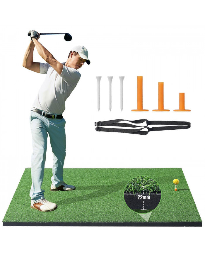 Golf Hitting Mat, 5x4ft Artificial Turf Golf Hitting Mat, Golf Hitting Training Aids with 6 Golf Tees