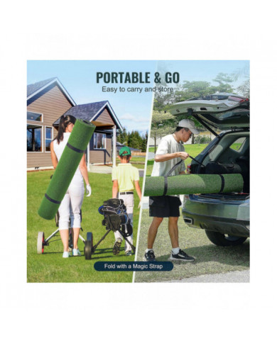 Golf Hitting Mat, 5x4ft Artificial Turf Golf Hitting Mat, Golf Hitting Training Aids with 6 Golf Tees